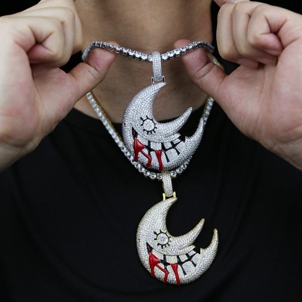 VVS Jewelry hip hop jewelry Necklaces XL Iced Out Blood Moon Hip Hop Pendant Necklace