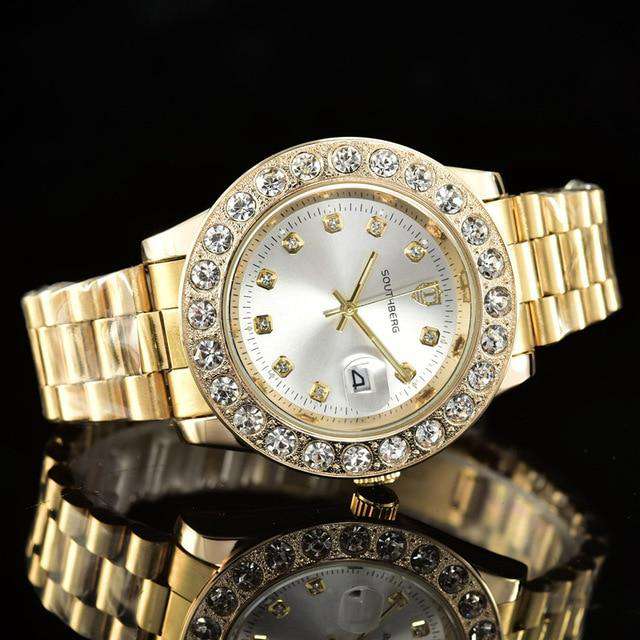 VVS Jewelry hip hop jewelry Other Gold Rollie Style Watch in Rotatable Bezel Sapphire Glass