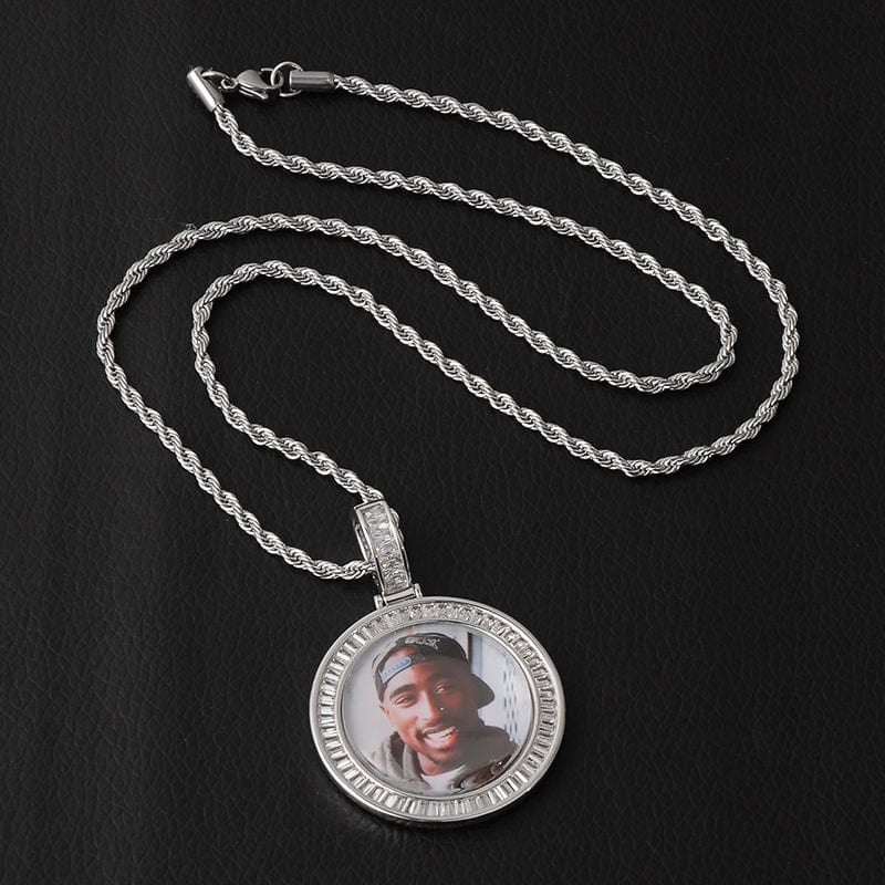 VVS Jewelry hip hop jewelry photo 3D Custom Baguette Photo Pendant Chain with FREE Engraving