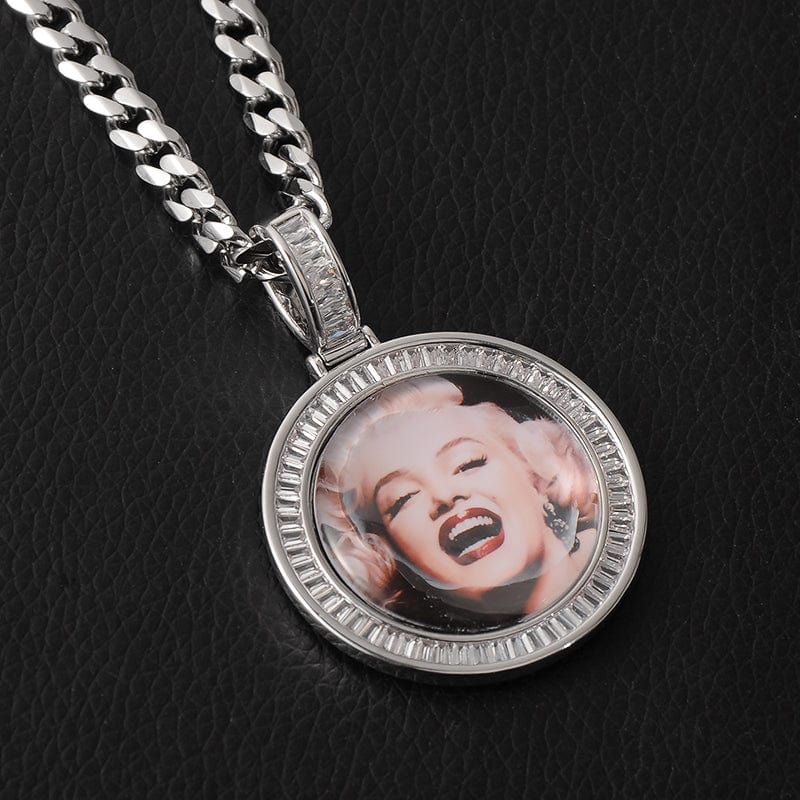 VVS Jewelry hip hop jewelry photo Cuban chain(6mm) / 22 Inches 3D Custom Baguette Photo Pendant Chain with FREE Engraving