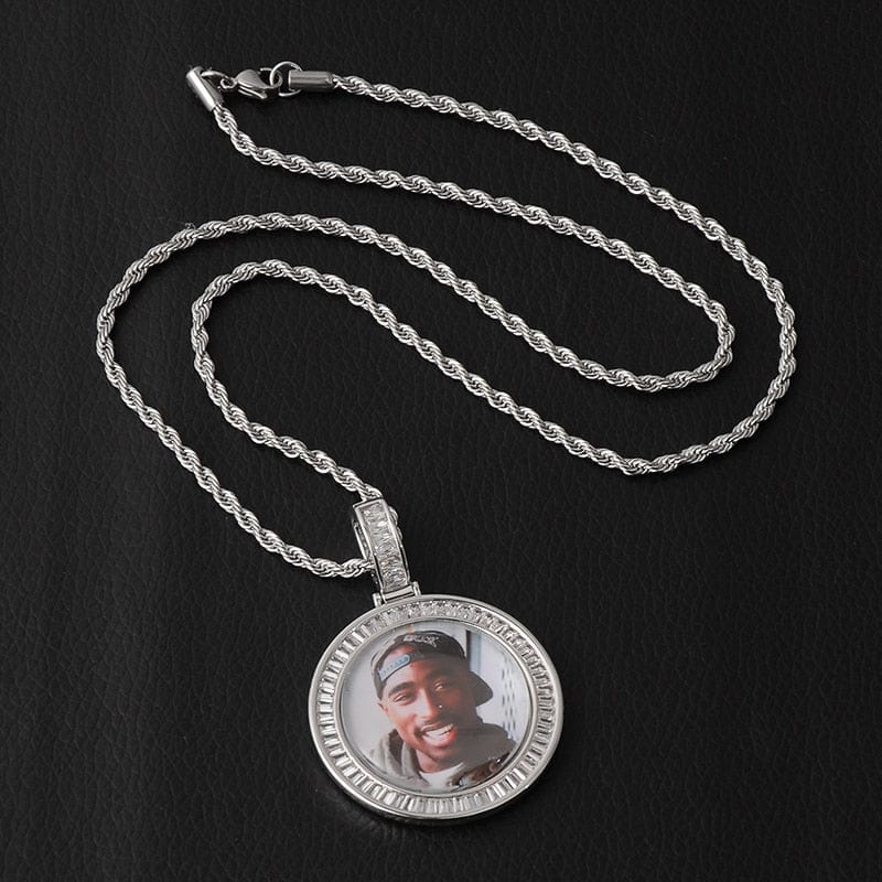 VVS Jewelry hip hop jewelry photo Rope chain(4mm) / 22 Inches 3D Custom Baguette Photo Pendant Chain with FREE Engraving