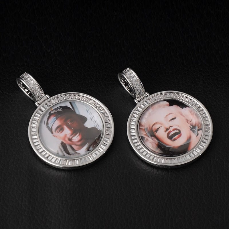 VVS Jewelry hip hop jewelry photo Tennis chain(4mm) / 22 Inches 3D Custom Baguette Photo Pendant Chain with FREE Engraving
