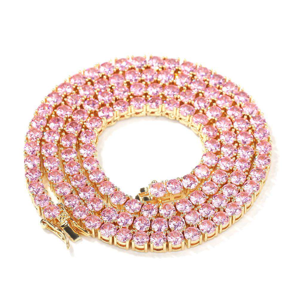 VVS Jewelry hip hop jewelry Pink Tennis Choker