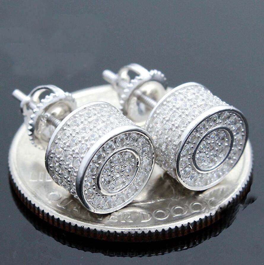 VVS Jewelry hip hop jewelry Platinum Plated Thicc Circle Bling Gold/Silver Stud Earrings