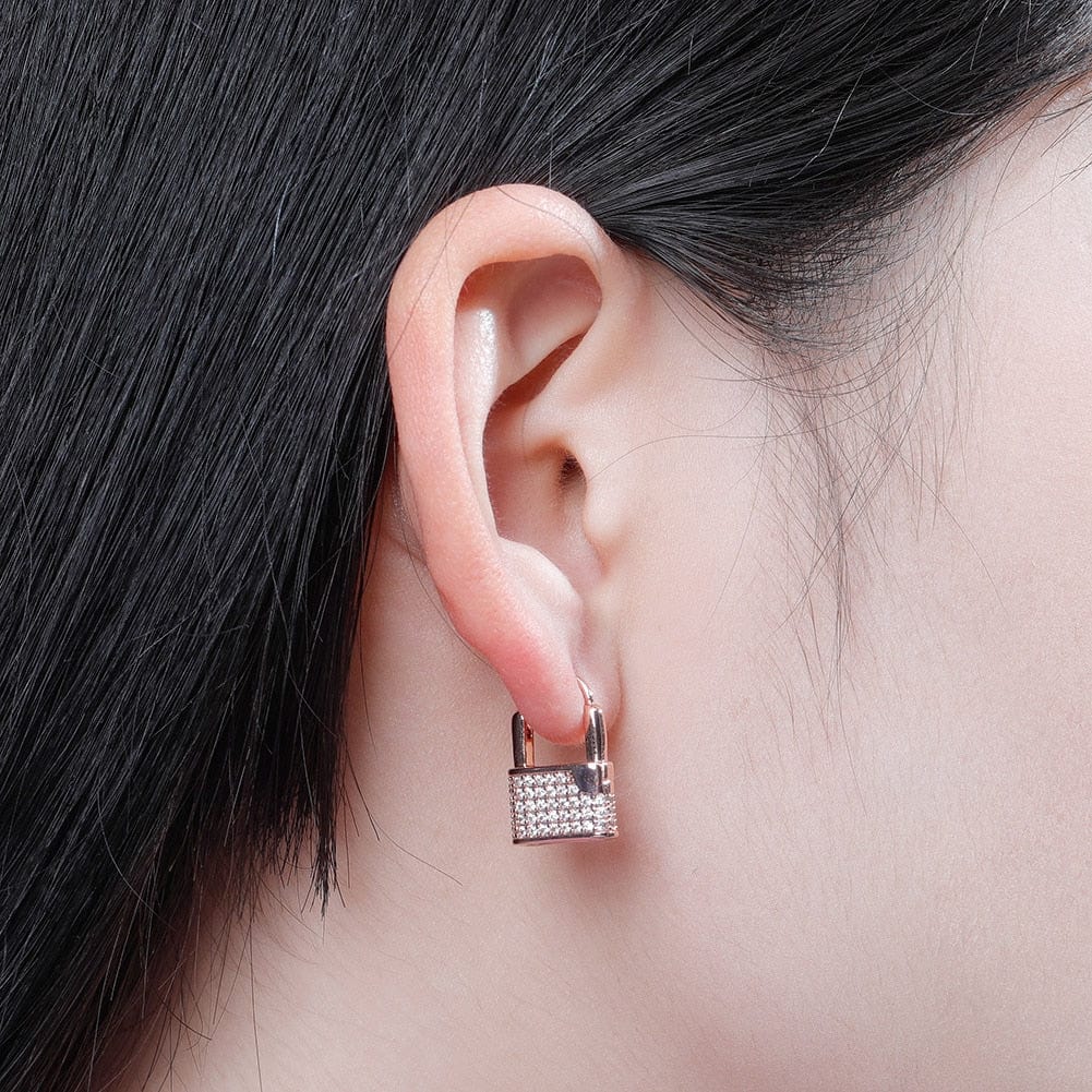 VVS Jewelry hip hop jewelry Premium Icey Lock Earrings