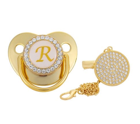 VVS Jewelry hip hop jewelry R Custom Gold Bling Initial BPA Free Baby Pacifier
