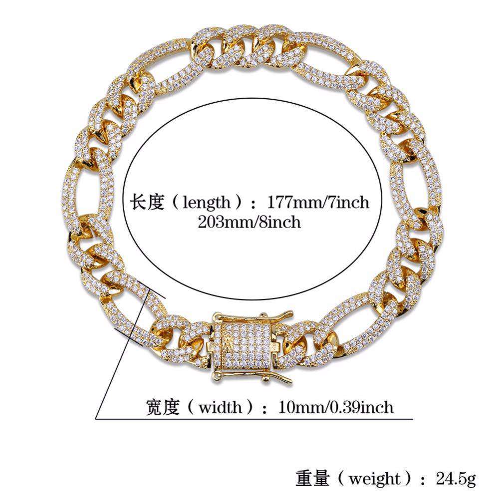 VVS Jewelry hip hop jewelry Rapper Gold/Silver Clasp 10mm Cuban Chain Bracelet