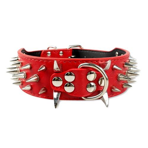 VVS Jewelry hip hop jewelry Red / 20 inch Adjustable Spiked Studded Dog Collar
