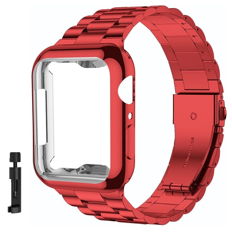 VVS Jewelry hip hop jewelry Red / 38mm Classic Stainless Watch Strap For Apple Watch
