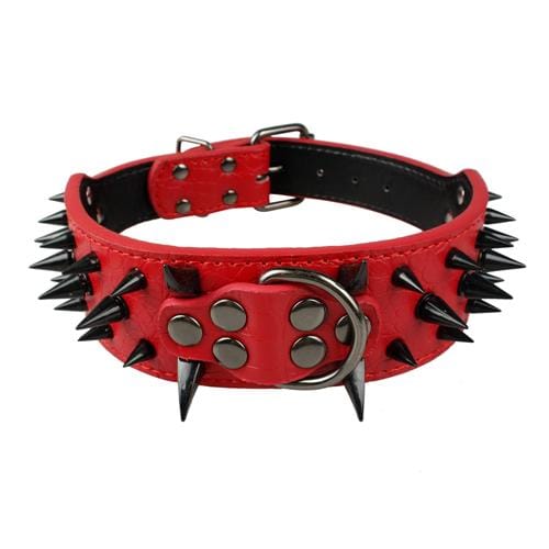 VVS Jewelry hip hop jewelry Red Black Spike / 20 inch Adjustable Spiked Studded Dog Collar
