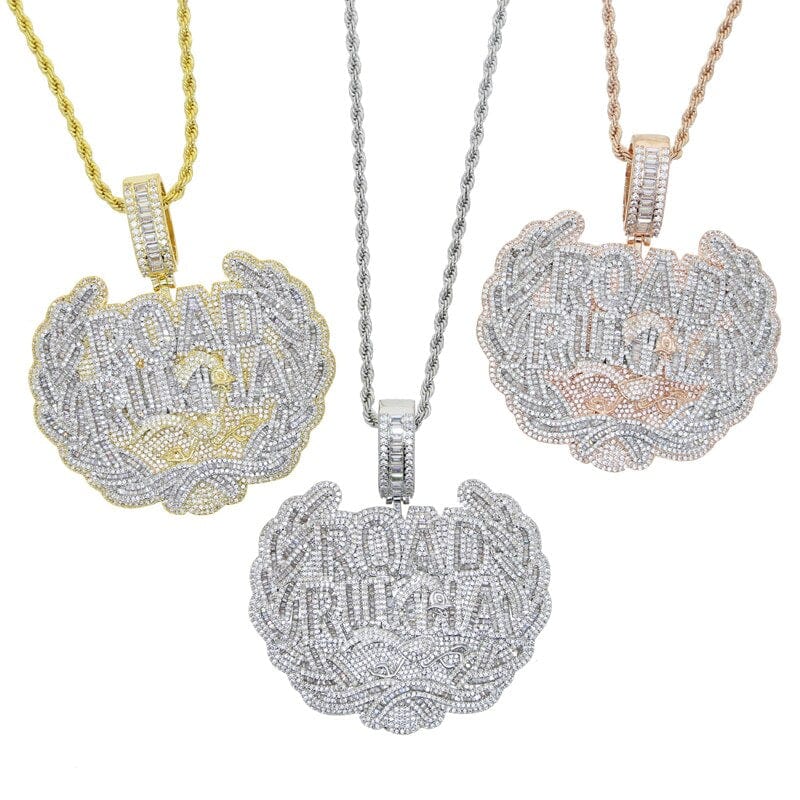 VVS Jewelry hip hop jewelry Road Runna Badge Micro Pave Iced Pendant