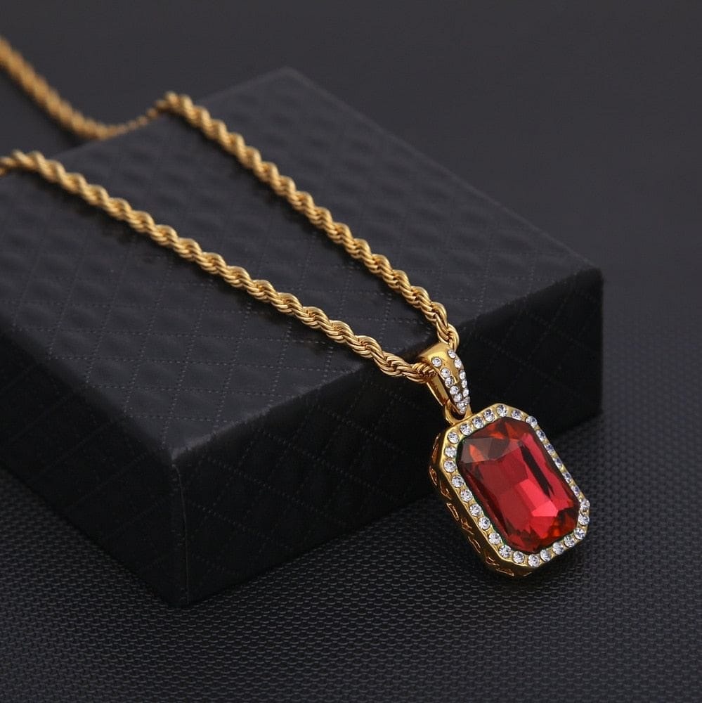 VVS Jewelry hip hop jewelry Rock on Ruby Necklace + Watch + Bracelet + Ring + Earrings Set