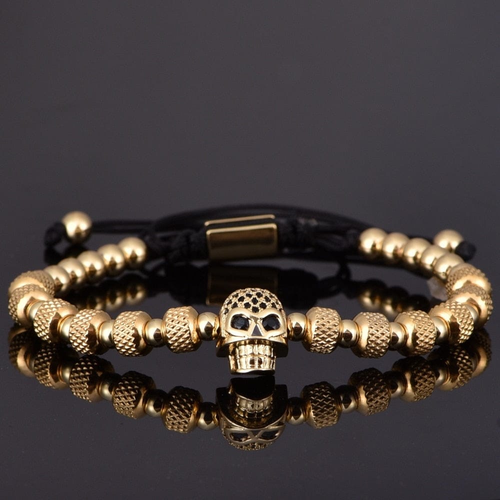 VVS Jewelry hip hop jewelry Roman Skull 3pc Bracelet Set