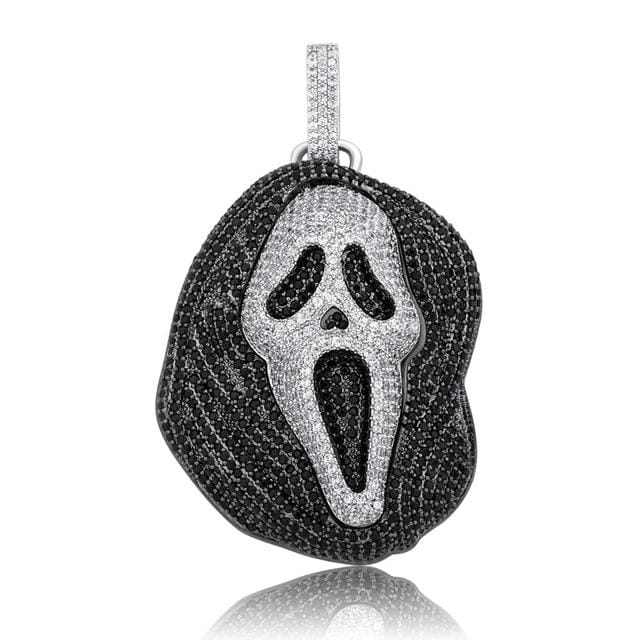 VVS Jewelry hip hop jewelry Rope chain / 18inch Iced Black Skull Pendant chain