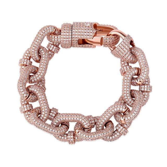 VVS Jewelry hip hop jewelry Rose gold / 7inch VVS Jewelry 17mm Thicc AF Micropave Miami Cuban Bracelet