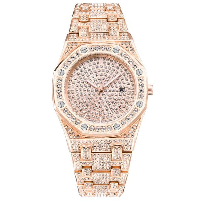 VVS Jewelry hip hop jewelry Rose gold Iced Bust Down Cali Watch
