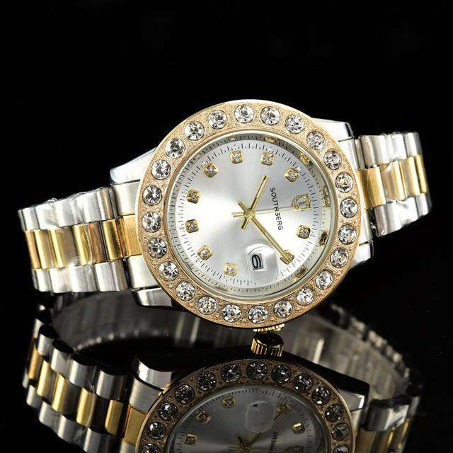 VVS Jewelry hip hop jewelry Rose Gold Rollie Style Watch in Rotatable Bezel Sapphire Glass