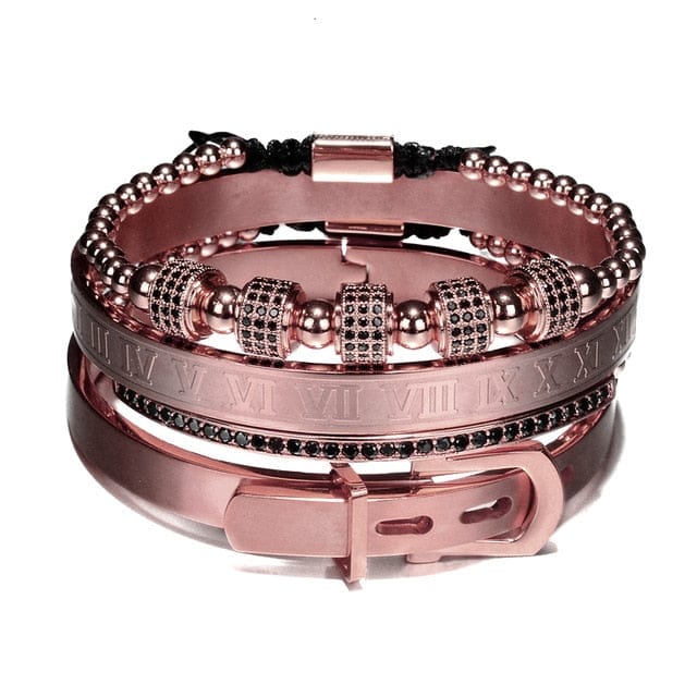 VVS Jewelry hip hop jewelry Rose Gold Set Rambo 4 Peice Bracelet Set