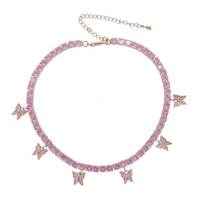 VVS Jewelry hip hop jewelry Rose Gold Women's Butterfly Tennis Choker - Best Quality