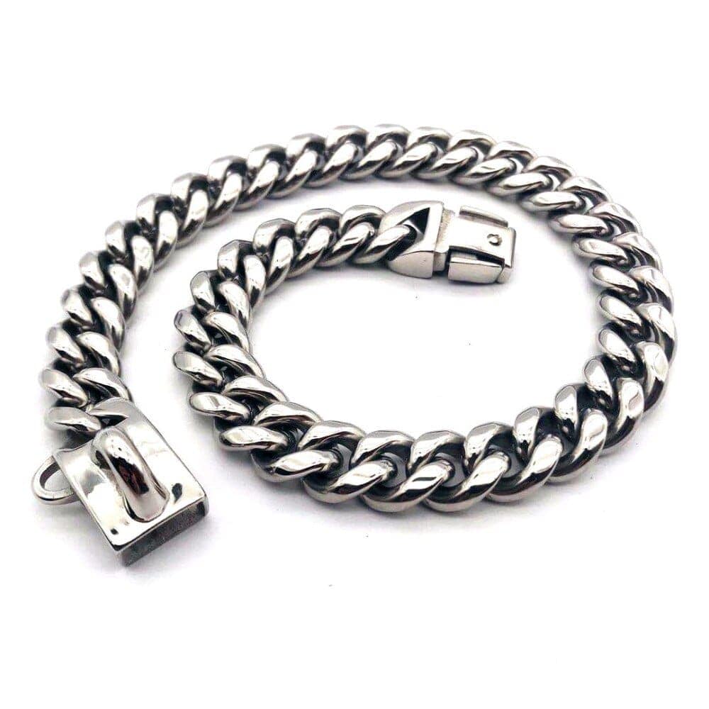 VVS Jewelry hip hop jewelry Silver / 10" VVS Jewelry Miami Cuban link Dog Collar