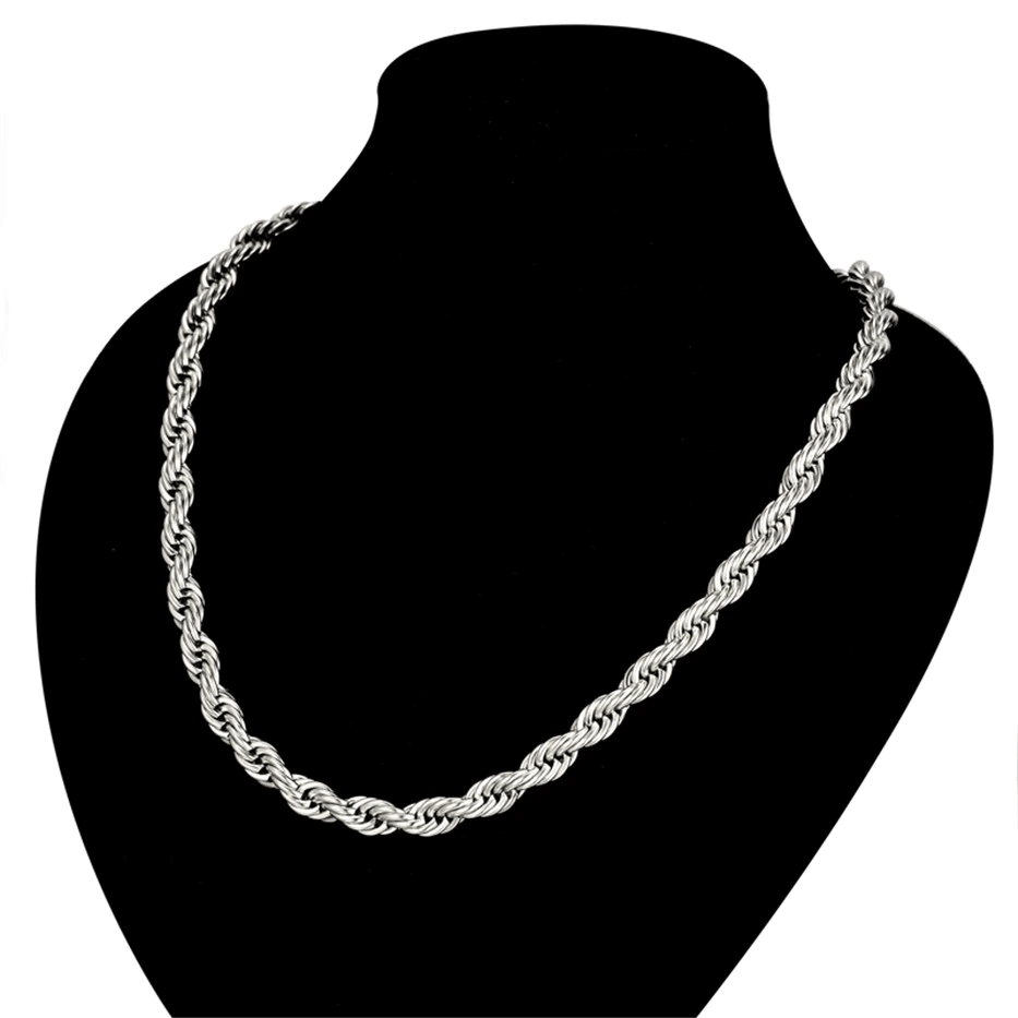 VVS Jewelry hip hop jewelry Silver / 18" / 6mm 14k Gold 316L Stainless Steel Rope Chain
