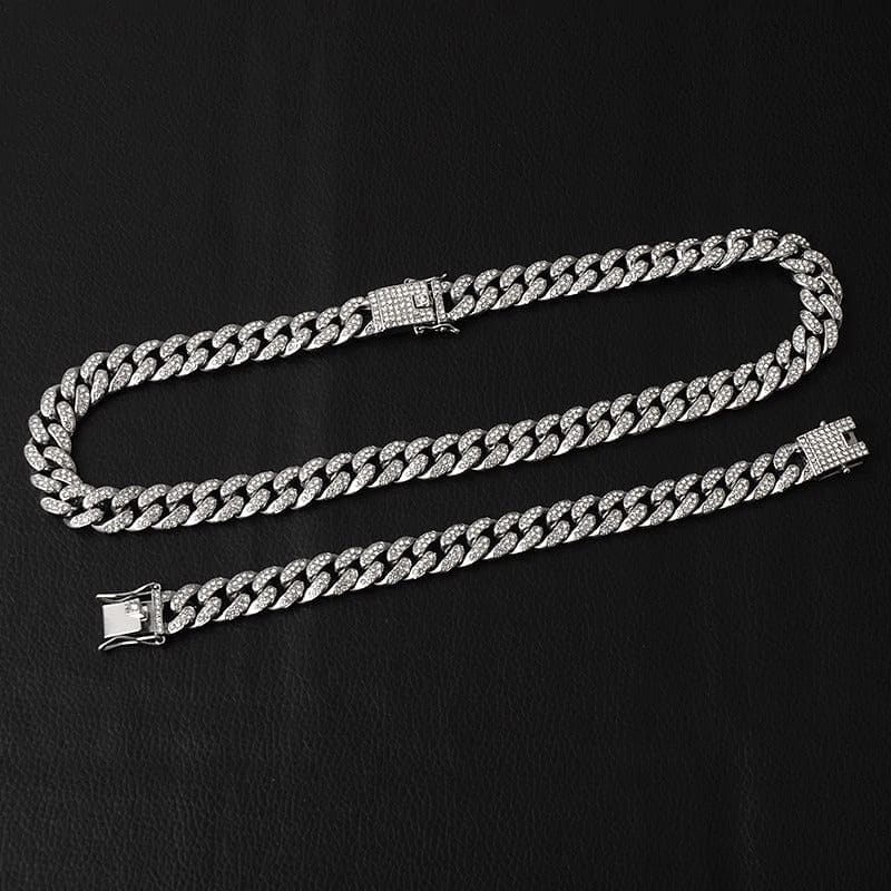 VVS Jewelry hip hop jewelry Silver / 18 Inch / 13mm VVS Jewelry Cuban Chain + FREE Cuban Bracelet Bundle