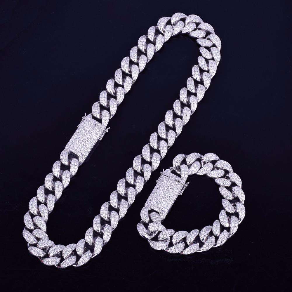VVS Jewelry hip hop jewelry Silver / 18 Inch / 20mm VVS Jewelry Cuban Chain + FREE Cuban Bracelet Bundle
