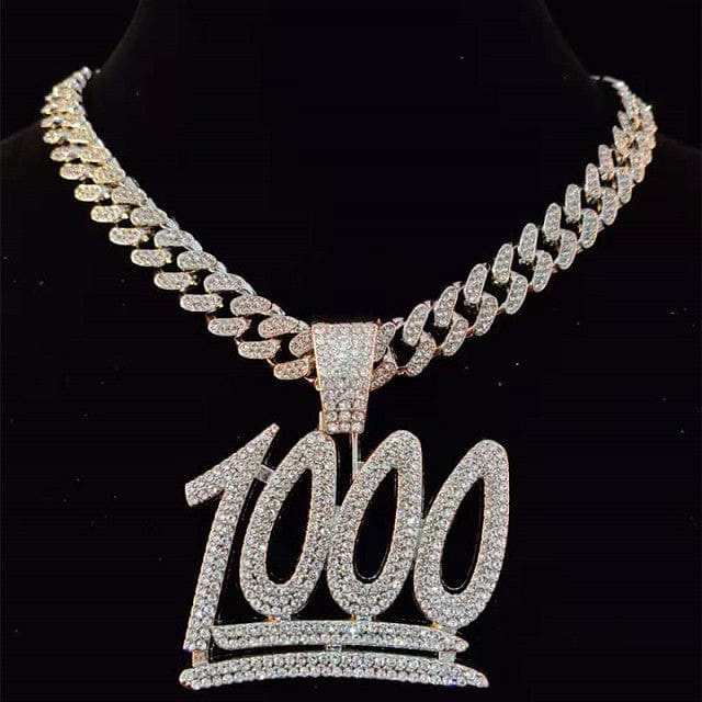 VVS Jewelry hip hop jewelry Silver / 18 inch VVS Jewelry 1000 Iced Out Cuban Pendant Chain