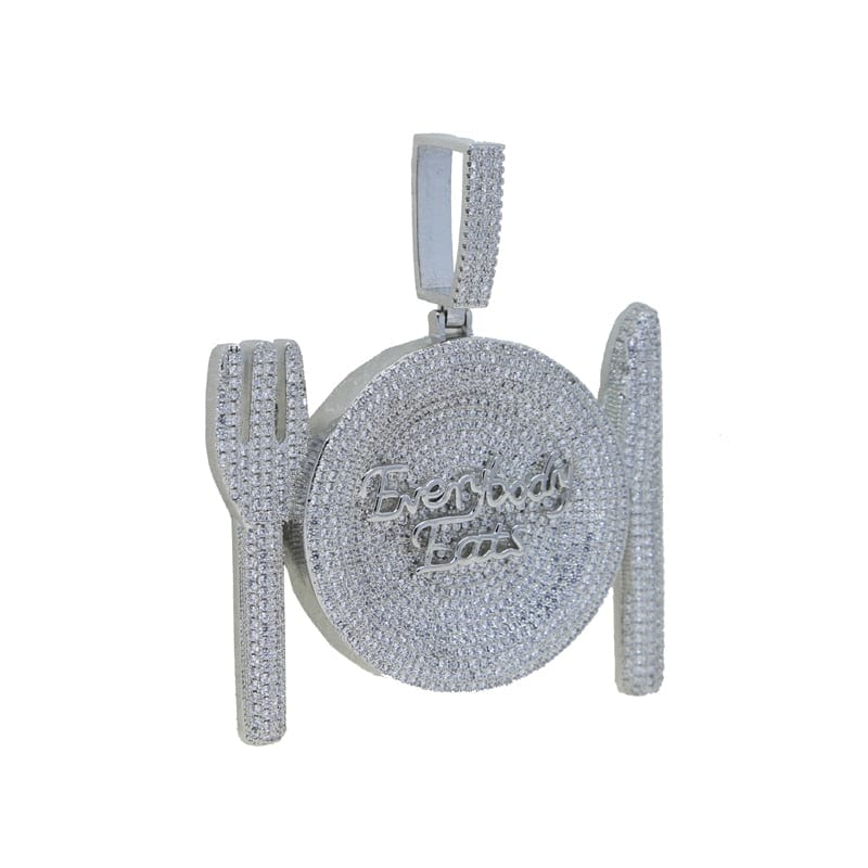 VVS Jewelry hip hop jewelry Silver / 18 Inches Everybody Eats Fully Iced Pendant Chain