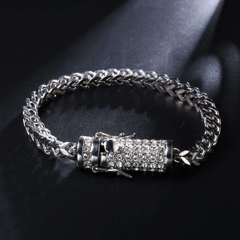 VVS Jewelry hip hop jewelry Silver / 22.5cm Gold/Silver Chain Bracelet With Blinged Out Clasp