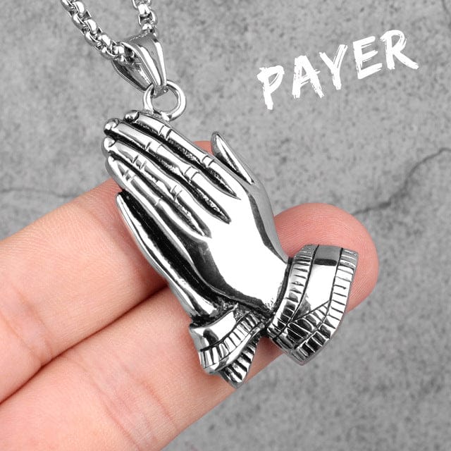 VVS Jewelry hip hop jewelry Silver / 24" Amulet Praying Hands Pendant Necklace