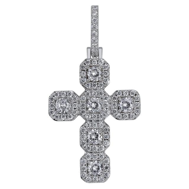VVS Jewelry hip hop jewelry Silver / 4mm Tennis Chain / 30 inch Gold/Silver Baguette Cross Pendant
