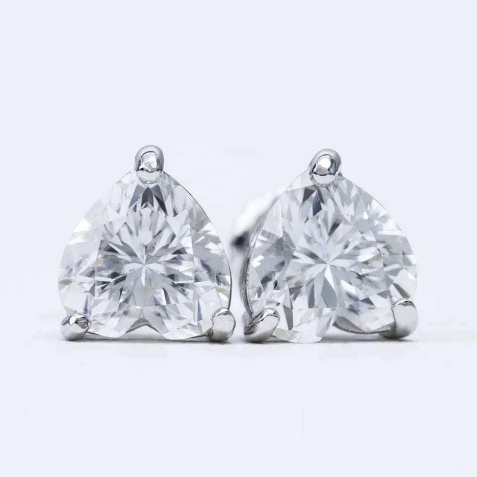 VVS Jewelry hip hop jewelry Silver / 5*5mm-1carat Floating Heart 925 Sterling Silver Moissanite Stud Earrings