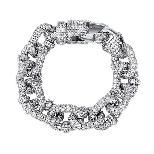 VVS Jewelry hip hop jewelry Silver / 7inch VVS Jewelry 17mm Thicc AF Micropave Miami Cuban Bracelet
