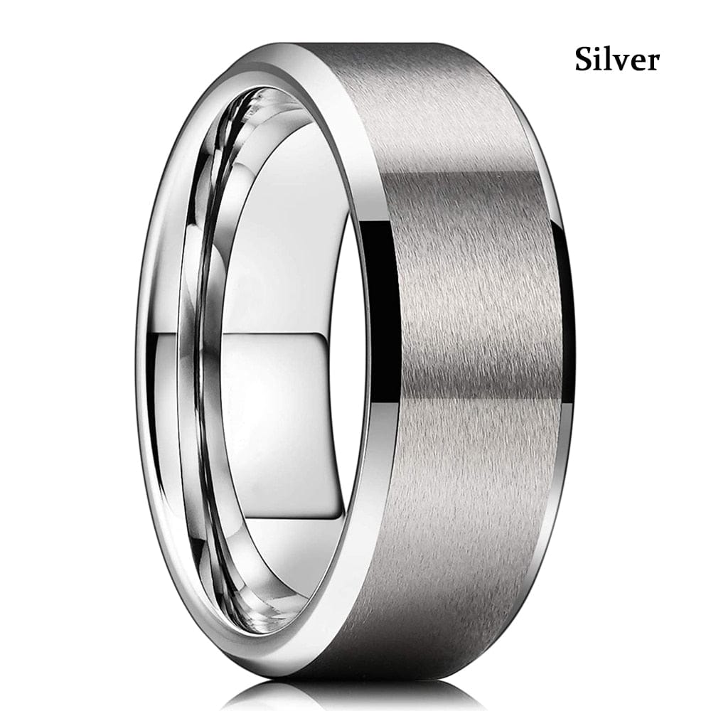 VVS Jewelry hip hop jewelry Silver / 9 Tungsten Carbide 8MM Gold/Silver Band Ring Comfort Fit