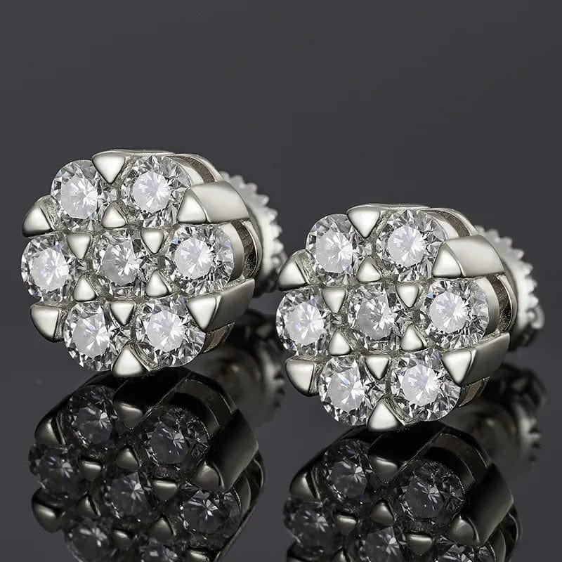 VVS Jewelry hip hop jewelry Silver 925 Sterling Silver Iced Out Flower Style Moissanite Earrings