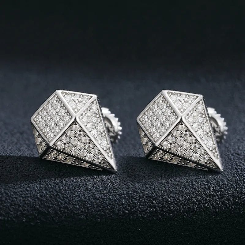 VVS Jewelry hip hop jewelry Silver 925 Sterling Silver VVS Moissanite Diamond Shape Lux Stud Earrings