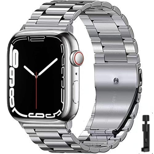 VVS Jewelry hip hop jewelry Silver and tool / For 38mm or 40mm Black/Silver Metal Apple Watch Band with Folding Buckle