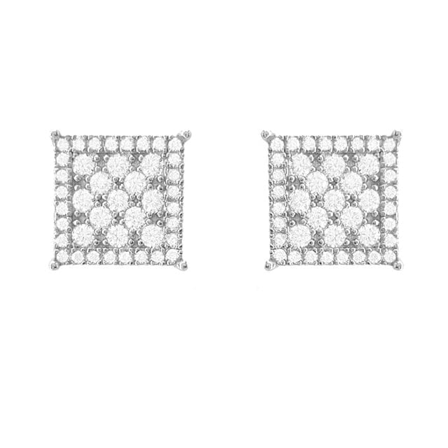 VVS Jewelry hip hop jewelry Silver color Classic Square 925 Silver Moissanite Iced Stud Earrings