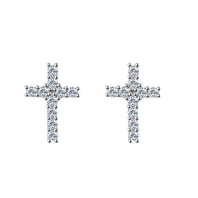 VVS Jewelry hip hop jewelry silver color Cross 925 Silver Moissanite Iced Cross Earrings