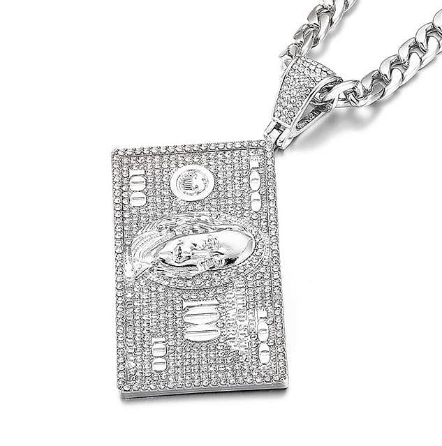 VVS Jewelry hip hop jewelry Silver-color Dollar Bill Franklin Head Pendant