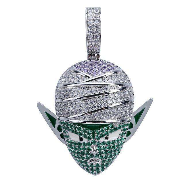 VVS Jewelry hip hop jewelry Silver / Cuban Chain / 18 inch Blingy Piccolo Dragon Ball Z Cuban Pendant Necklace