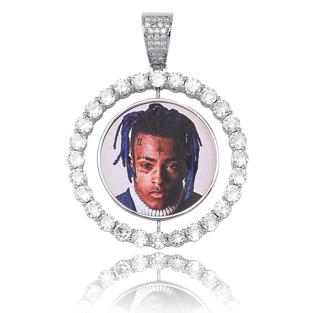VVS Jewelry hip hop jewelry Silver / Cuban chain / 30inch VVS Jewelry Custom Spinning Photo Chain