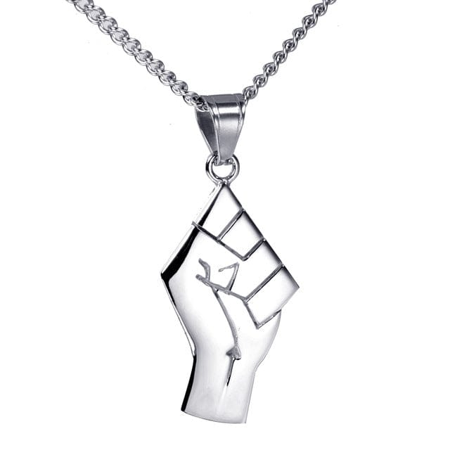 VVS Jewelry hip hop jewelry Silver Gold BLM Raised Fist Necklace