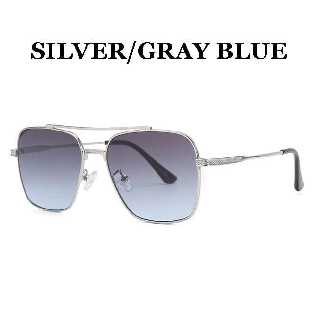VVS Jewelry hip hop jewelry Silver-Gray Blue Gradient Pilot Sunglasses For Men