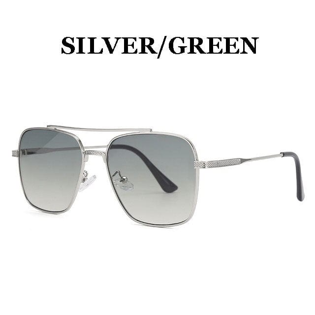 VVS Jewelry hip hop jewelry Silver-Green Gradient Pilot Sunglasses For Men