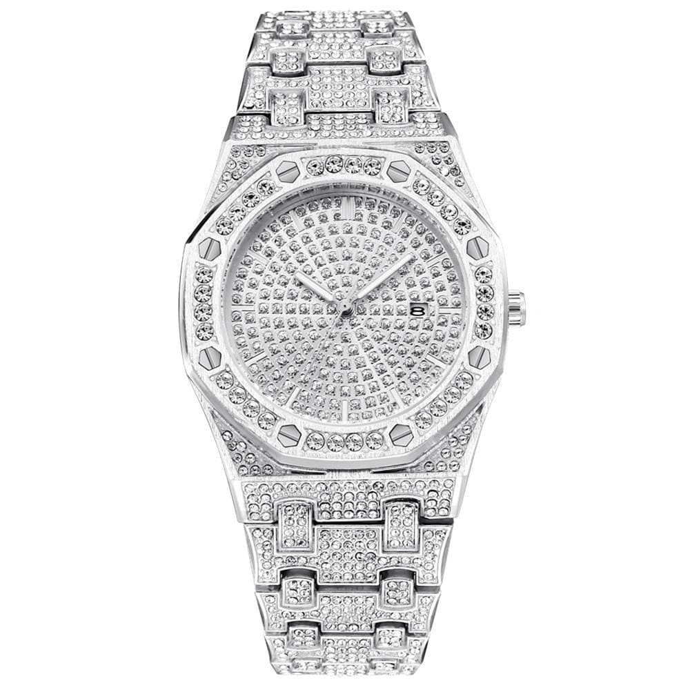 VVS Jewelry hip hop jewelry Silver Iced Bust Down Cali Watch