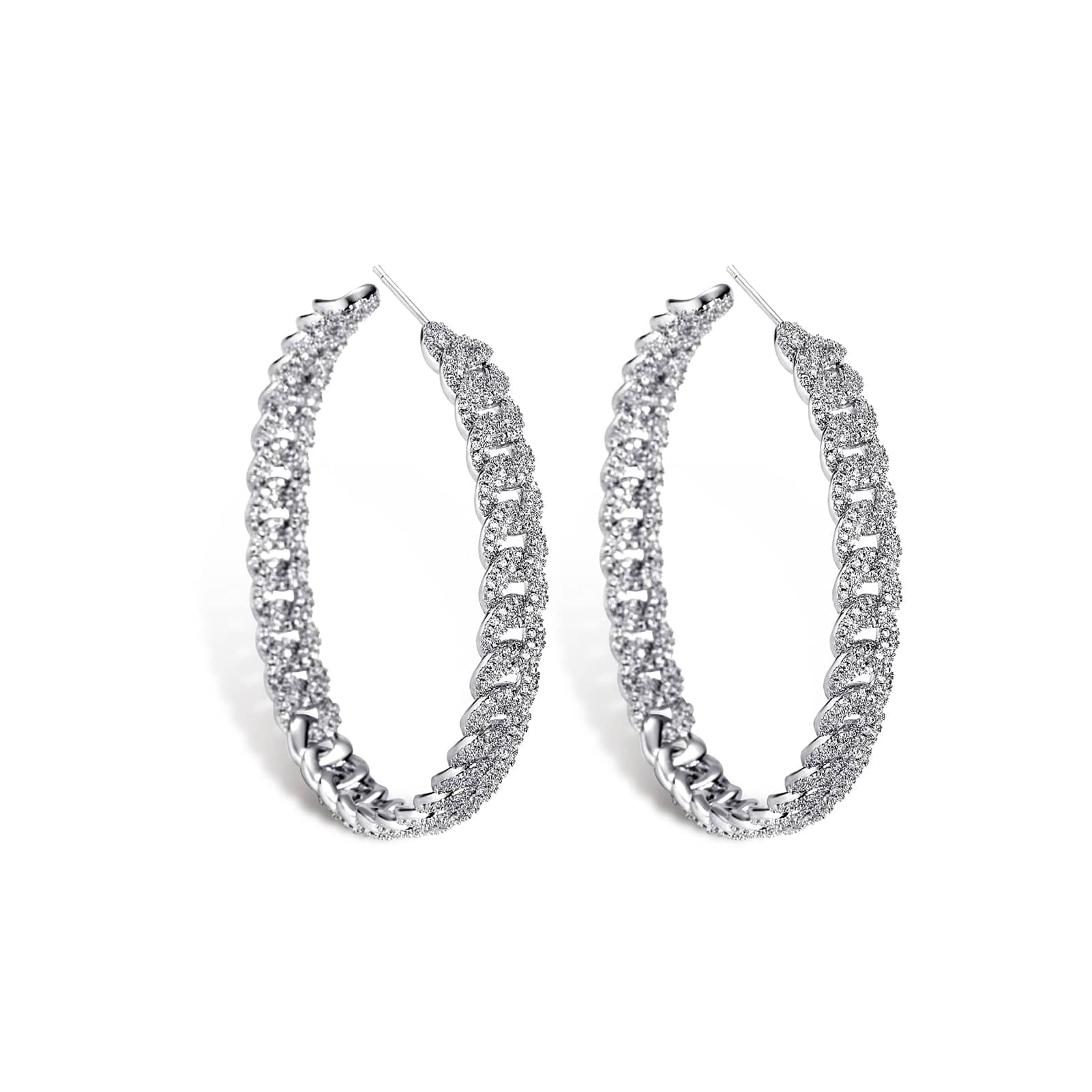 VVS Jewelry hip hop jewelry Silver Iced Out Minimalist Miami Cuban Hoop Earrings