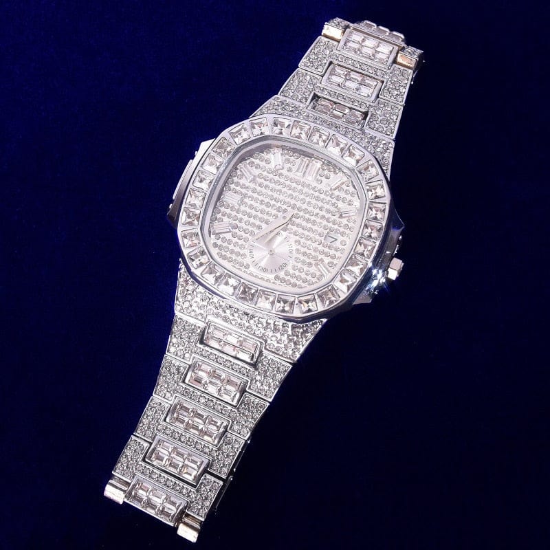 VVS Jewelry hip hop jewelry Silver Iced Out Relogio Masculino Inspired Square Baguette Watch