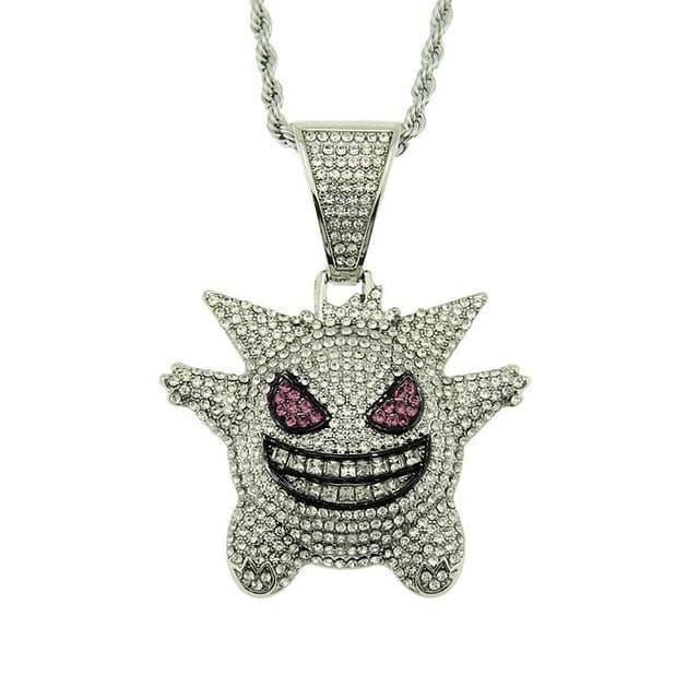 VVS Jewelry hip hop jewelry Silver Mask Gengar Vampire Pendant Necklace